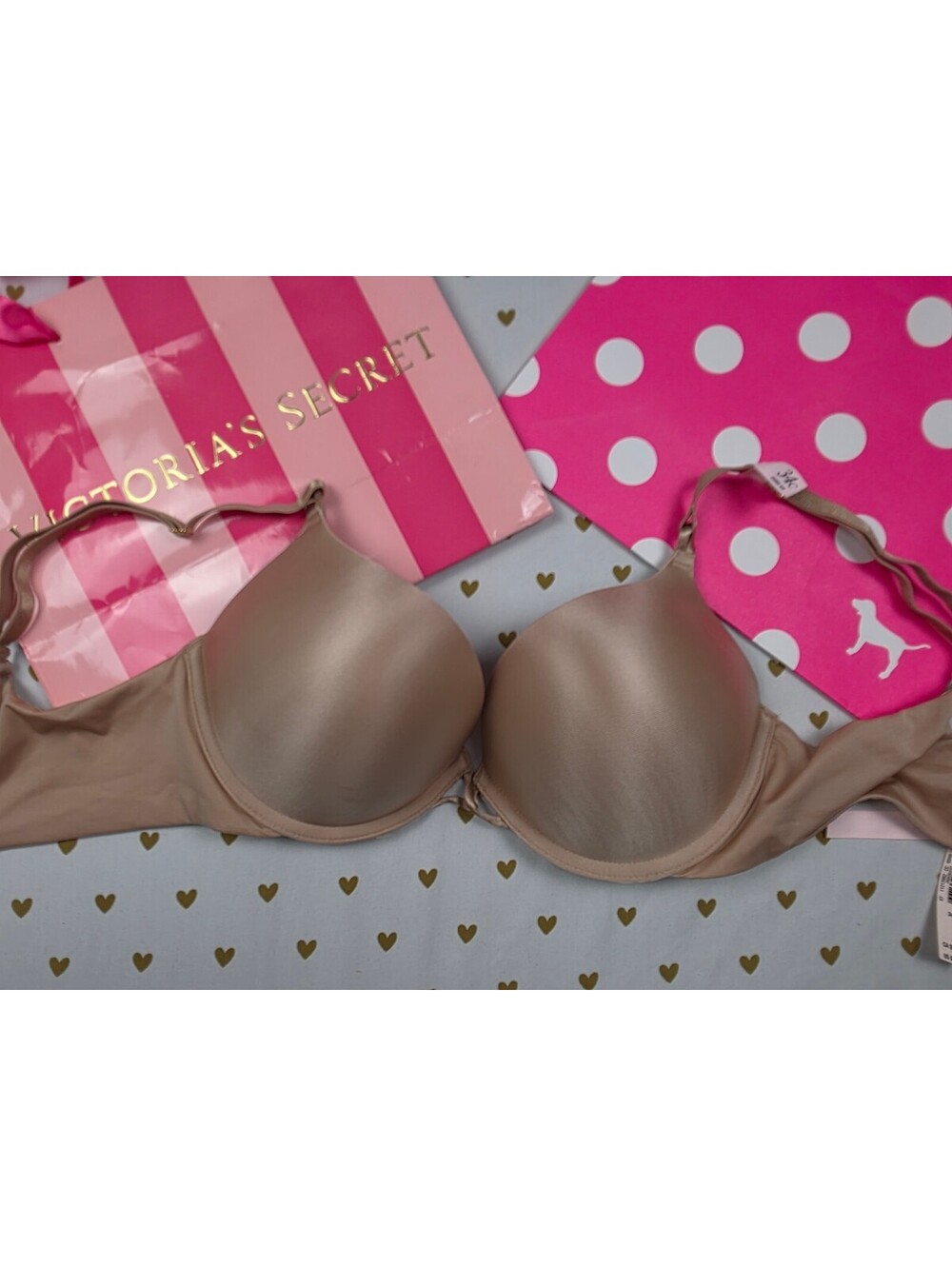 Victorias Secret Bombshell Add 2 Sizes Push Up Bra New NWT Beige 34C